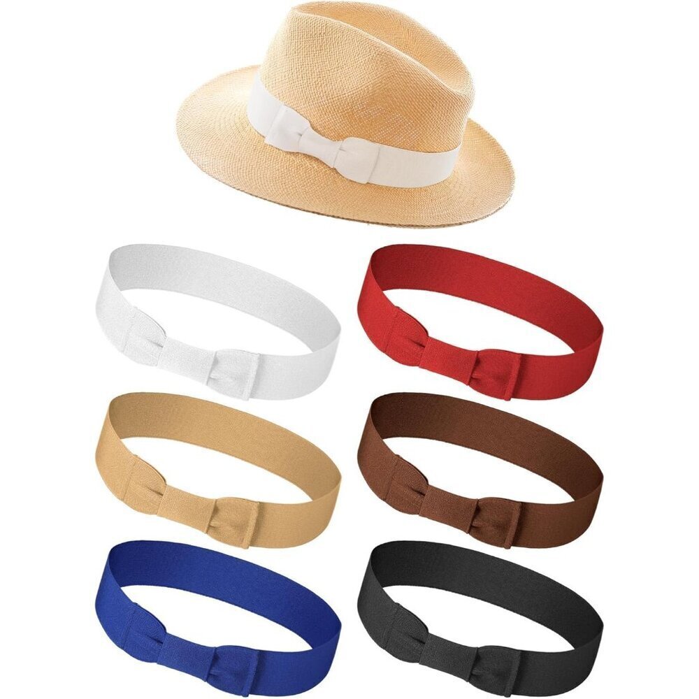 6 Colors Cowboy Hat Bands Women's Elastic Polyester Adjustable Bowknot Accessory